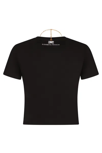 Elisabetta Franchi Logo Detail Cropped T-shirt