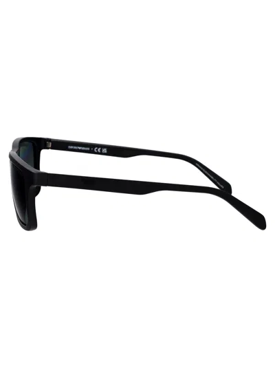 Emporio Armani Matte Black Injected Sunglasses In Black