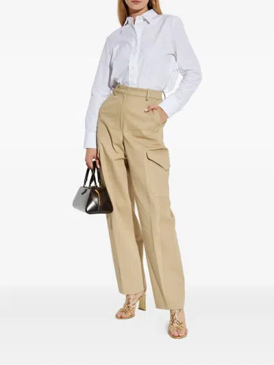 Givenchy Womens Beige Cocoon Straight-leg Cotton-wool Blend Trousers