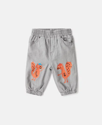 Stella Mccartney Squirrel Graphic Denim Jeans In Gray