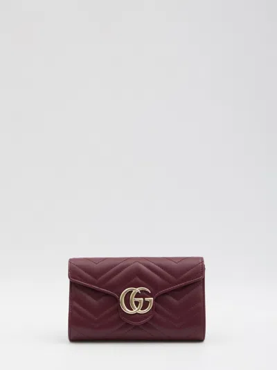 Gucci Gg Marmont Wallet Red Anchor With Chain