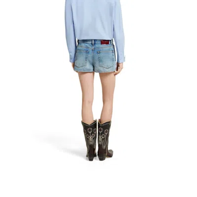 Gucci Faded Effect Cotton Denim Shorts In Blue