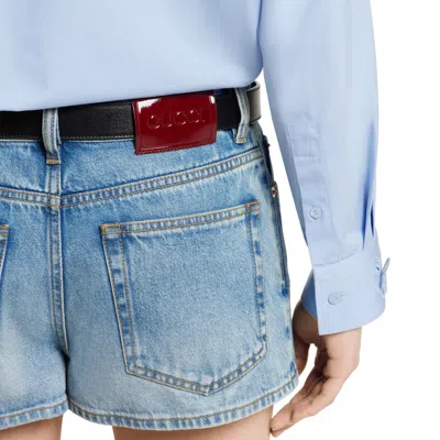 Gucci Faded Effect Cotton Denim Shorts In Blue