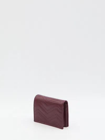 Gucci Women Gg Marmont Foldable Wallet In Burgundy