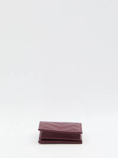Gucci Women Gg Marmont Foldable Wallet In Burgundy