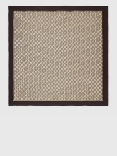 Gucci Hand-stitched Silk Square Contrast Border In Neutral