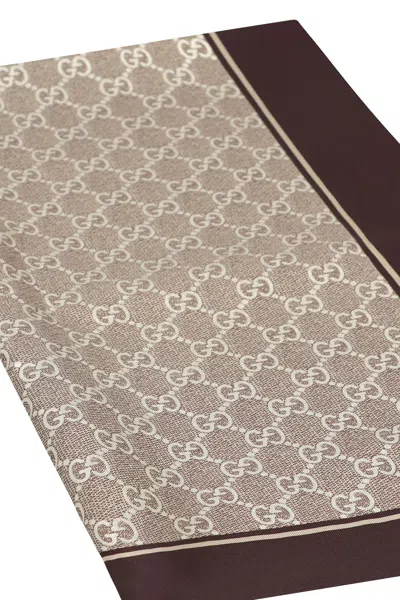 Gucci Hand-stitched Silk Square Contrast Border In Neutral
