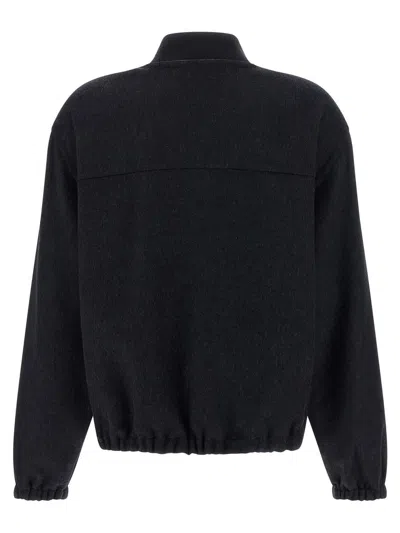 Brunello Cucinelli Oversized Virgin Wool Jacket With Ribbed Collar In Black