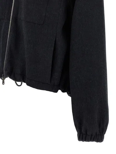 Brunello Cucinelli Oversized Virgin Wool Jacket With Ribbed Collar In Black