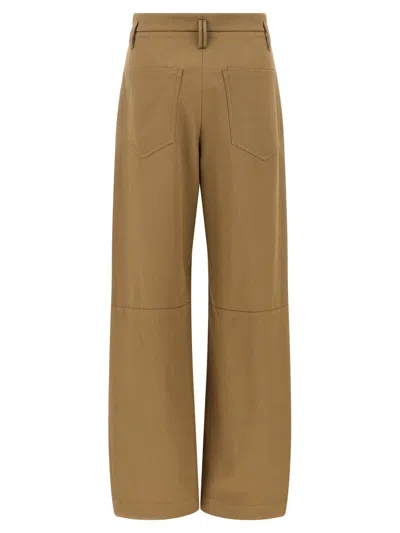 Brunello Cucinelli Trousers With Front Pleats And Wide Leg In Brown
