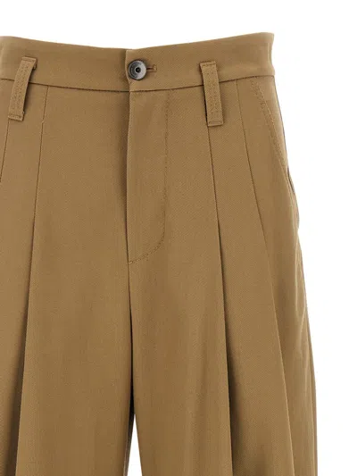 Brunello Cucinelli Trousers With Front Pleats And Wide Leg In Brown