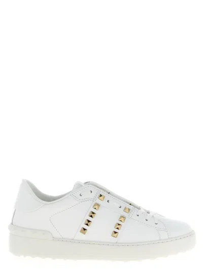 Valentino White Rockstud-embellished Low-top Sneakers