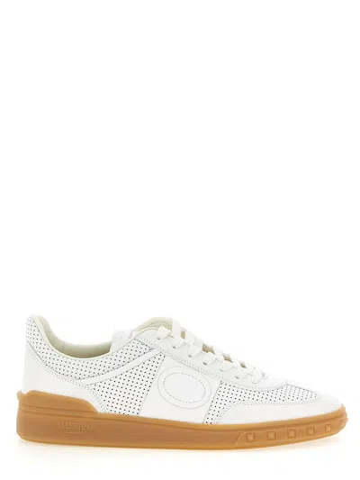 Valentino Garavani Nappa Leather Upvillage Round Toe Sneakers In White
