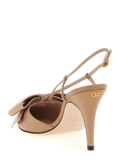 Valentino 'bowow' Slingback With Pointed Toe And Stiletto Heel In Neutral