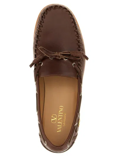 Valentino Garavani Brown Leather Palm Avenue Loafers