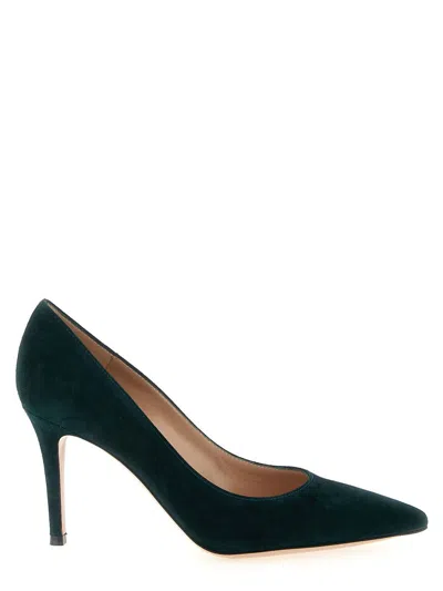 Gianvito Rossi Black Chamois Leather Pumps With Heel