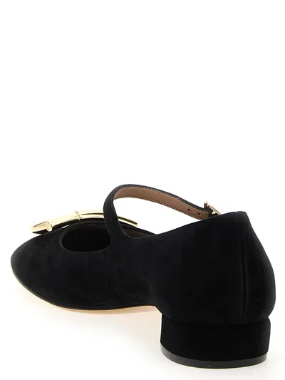 Ferragamo Leather Ballerinas With Square Toe And Adjustable Strap Closure