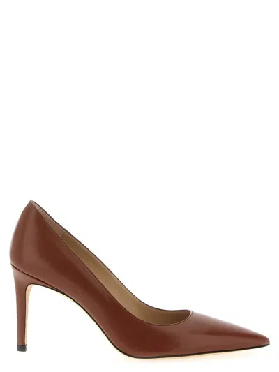 Stuart Weitzman Power Pointed Toe Stiletto Leather Pumps In Brown