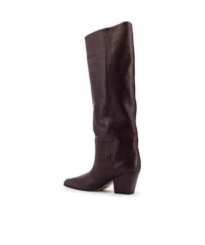 Paris Texas Leather Knee-high Block Heel Boot In Brown