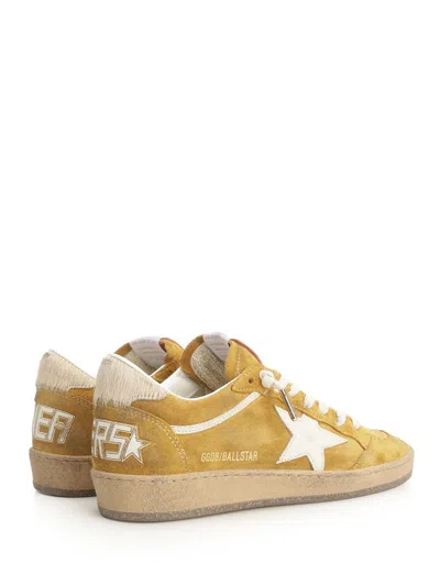 Golden Goose Ballstar Suede Upper Leather Star Horsy Heel Sneakers Multicolor In Yellow