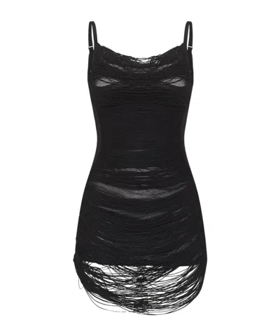 Attico Mini Dress With Adjustable Thin Shoulder Straps In Black