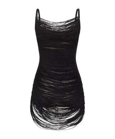 Attico Mini Dress With Adjustable Thin Shoulder Straps In Black