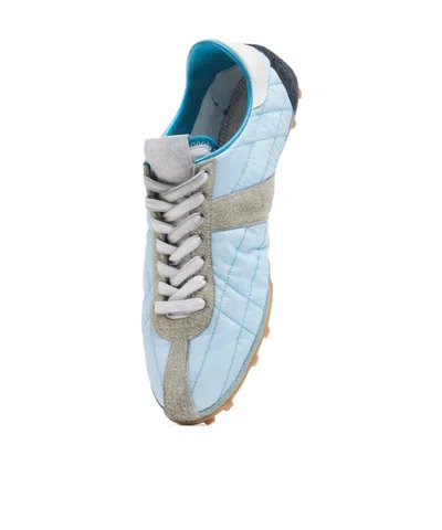 Maison Margiela Quilted Low-top Sneakers With Suede Overlays And Gum Rubber Sole In Blue