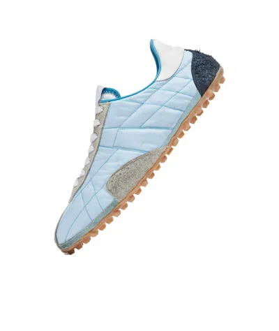 Maison Margiela Quilted Low-top Sneakers With Suede Overlays And Gum Rubber Sole In Blue