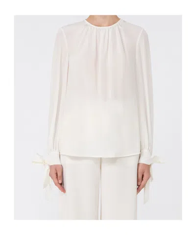 Max Mara Silk Crepe De Chine Blouse In White