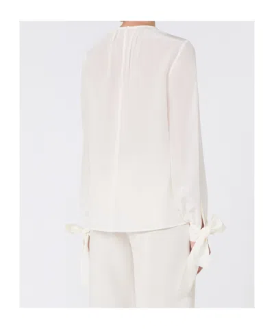 Max Mara Silk Crepe De Chine Blouse In White