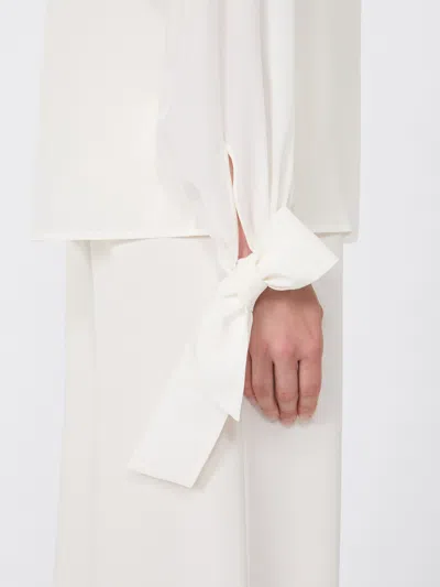 Max Mara Silk Crepe De Chine Blouse In White