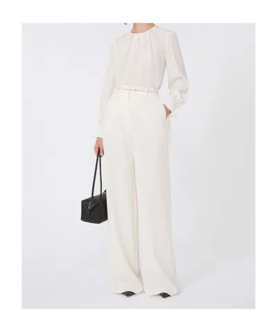 Max Mara Silk Crepe De Chine Blouse In White