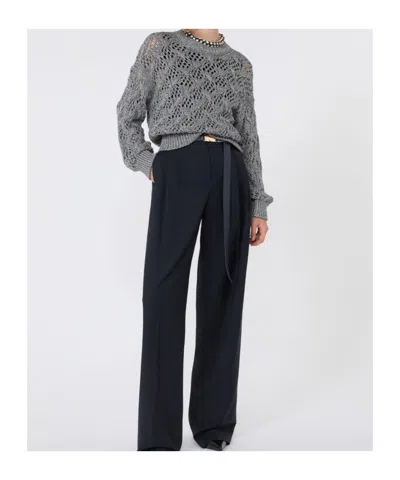 Max Mara Diamond-patterned Cordonnet Sweater In Gray