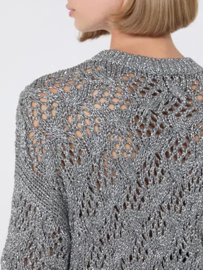 Max Mara Diamond-patterned Cordonnet Sweater In Gray
