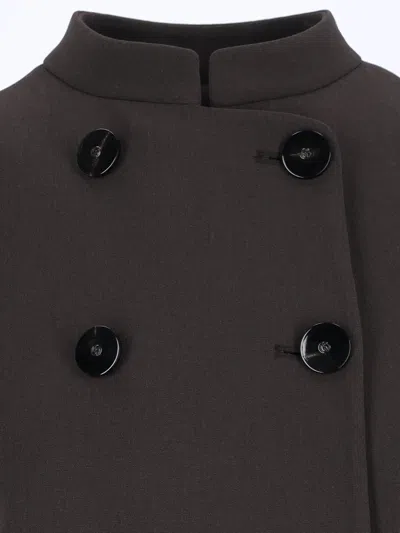 Giorgio Armani Tailored Jacket With Double-breasted Button Detailing In Brown
