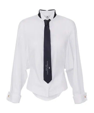 Elisabetta Franchi Camicia Bianca Con Cravatta In White