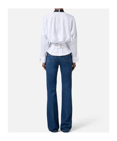 Elisabetta Franchi Camicia Bianca Con Cravatta In White