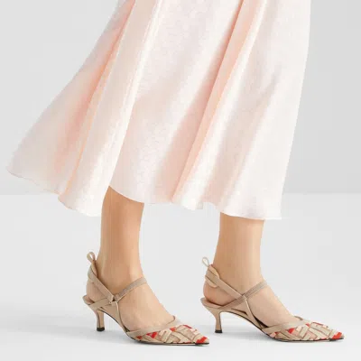 Fendi Colibri Lite Slingback In Beige Ff Mesh Women In White