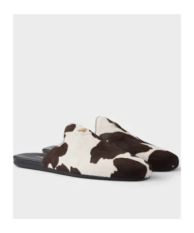 Prada Printed Leather Mules In Multi