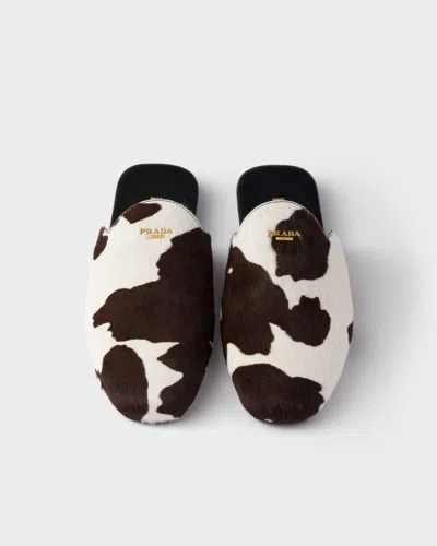 Prada Printed Leather Mules In Multi
