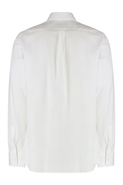 Dolce & Gabbana White Cotton Formal Dress Top Sicilia Shirt In Purple