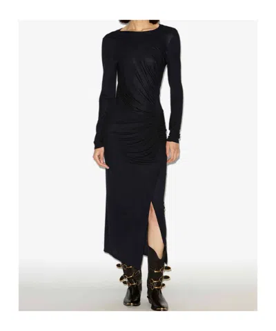 Isabel Marant Étoile Black Draped Jersey Jelina Long Dress