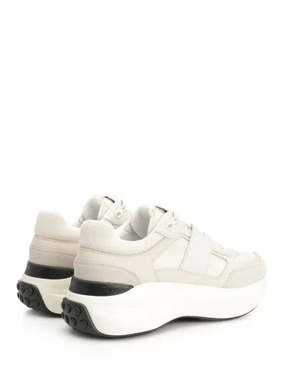 Tod's Low Top Leather Sneakers With Contrast Sole In White