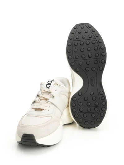 Tod's Low Top Leather Sneakers With Contrast Sole In White