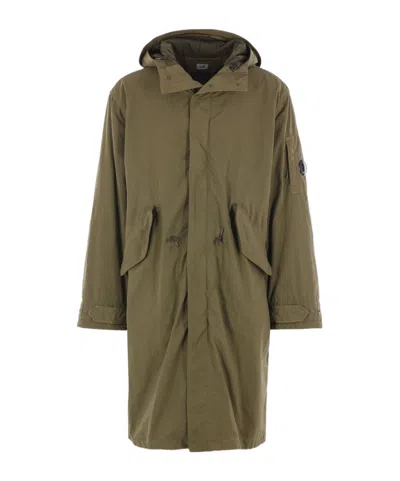 C.p. Company C.p.company Hooded Cotton Parka In Green