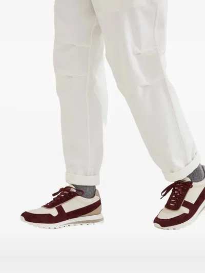 Brunello Cucinelli Runners In Calfskin And Washed Suede In Multi
