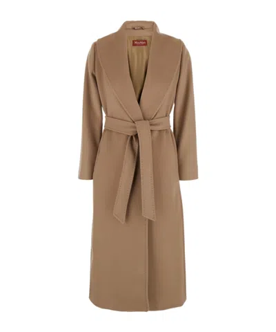 Max Mara Loriana Belted Wool Coat In Brown