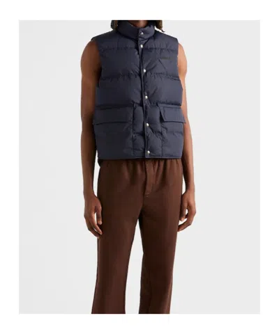 Prada Re-nylon Puffer Vest In Blue
