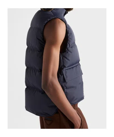 Prada Re-nylon Puffer Vest In Blue