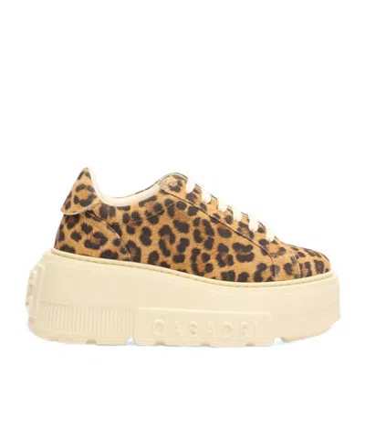 Casadei Low Top Sneakers Platform Sole In Animal Print